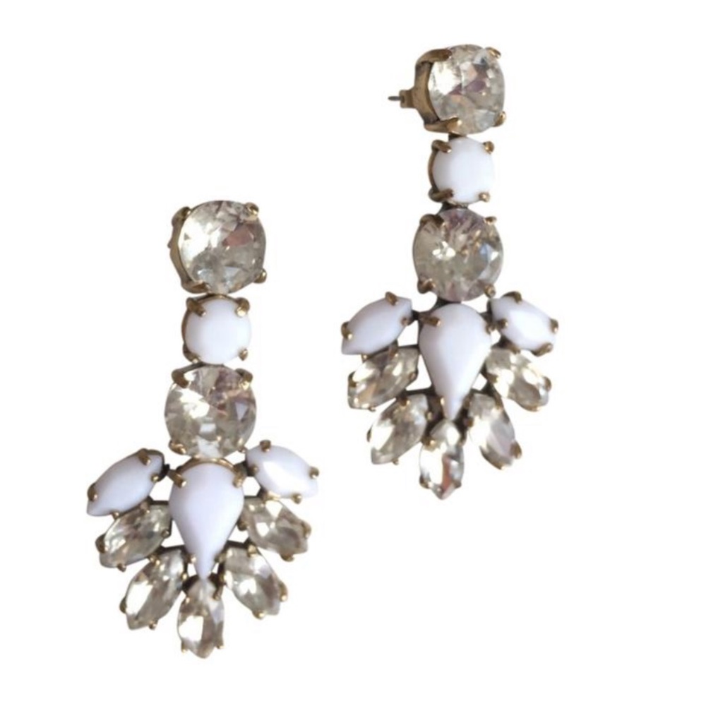 J.Crew Crystal White Drop Earrings
